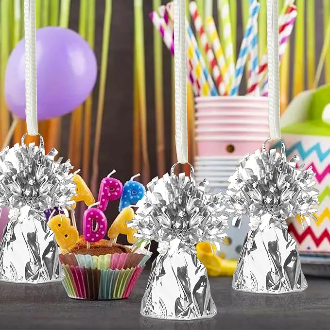 9 PCS Metallic Wrapped Balloons Weights Silver Helium Balloon Weight Balloon - Image 4