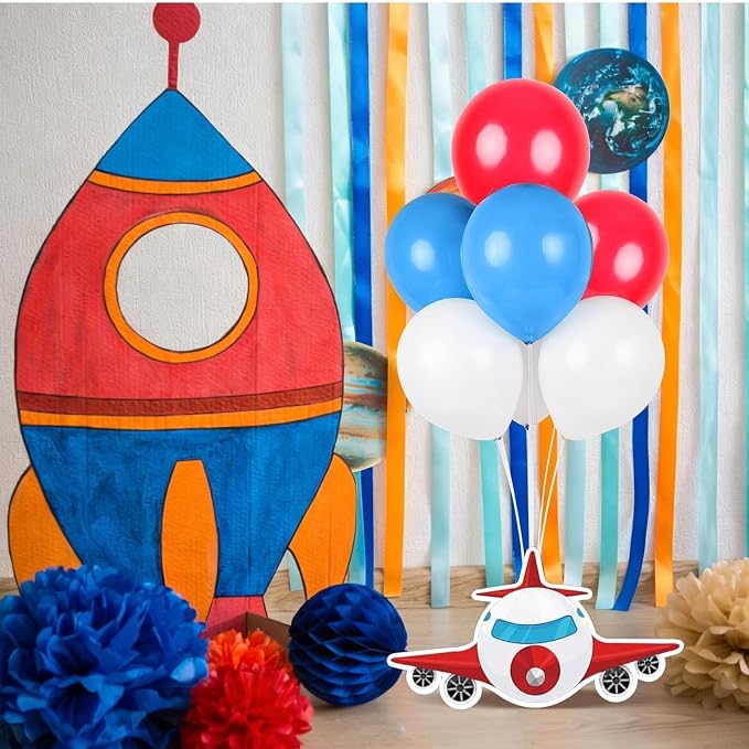 6 PCS Airplane Birthday Party Decorations Airplane Balloons Stand Kit 3D - Image 6