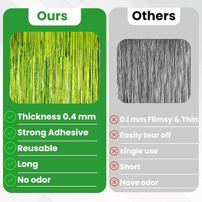 Matte Lime Green Tinsel Foil Curtains Backdrop Party Decorations | 4 PCS - Image 5
