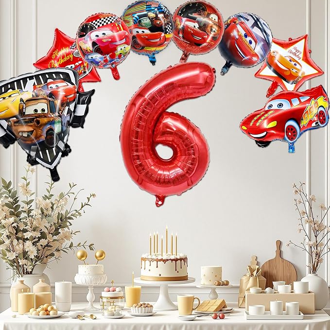 9 Pcs Car Theme Happy Birthday Decorations, Cute Cartoons Party Decorations - Image 4