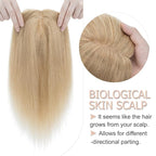 Hair Toppers for Women Real Human Hair No Bangs, 13 * 15 cm Larger Silk Base 150% Density Clip In Topper Hairpieces, Wiglet Top Pieces Add Volume -14 Inch 27 Dark Blonde
