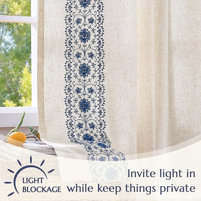 jinchan Floral Linen Curtains - Image 5