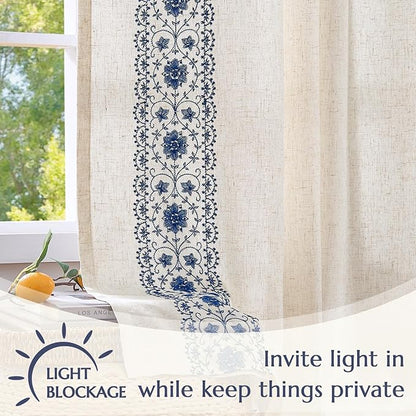 jinchan Floral Linen Curtains - Image 5