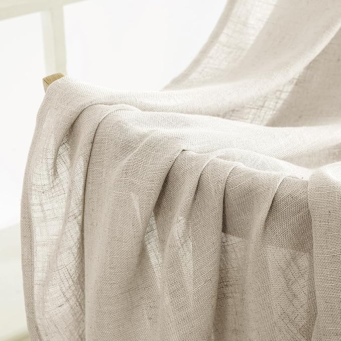 MIULEE Cream Linen Curtains 52x108 Inches Long - Image 6