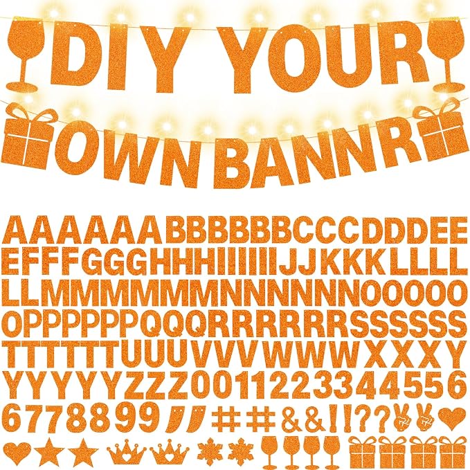 175Pcs DIY Glitter Customizable Banner Kit Custom Banners DIY Happy Birthday by WELITTCON