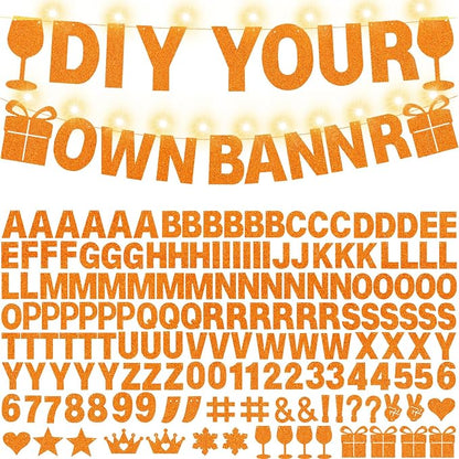 175Pcs DIY Glitter Customizable Banner Kit Custom Banners DIY Happy Birthday by WELITTCON