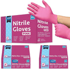 Inspire Pink Gloves Disposable Latex Free | Nitrile Pink Glove Hair and Nail Salon, Esthetician Nitrile Disposable Gloves