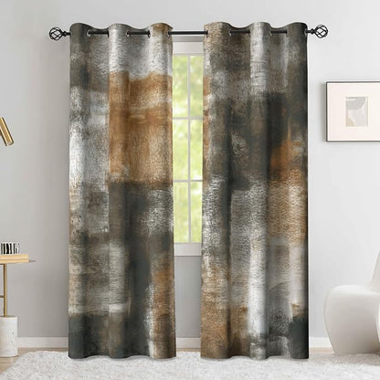 Asuexpect Abstract Curtains for Living Room 2 Panels Abstract Rust Curtain Room - Image 3