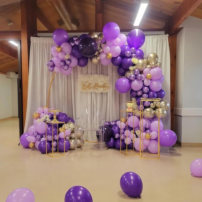 Purple and Gold Balloons, 12 Inch 35PCS Dark Pastel Purple Lavender Balloons - Image 5