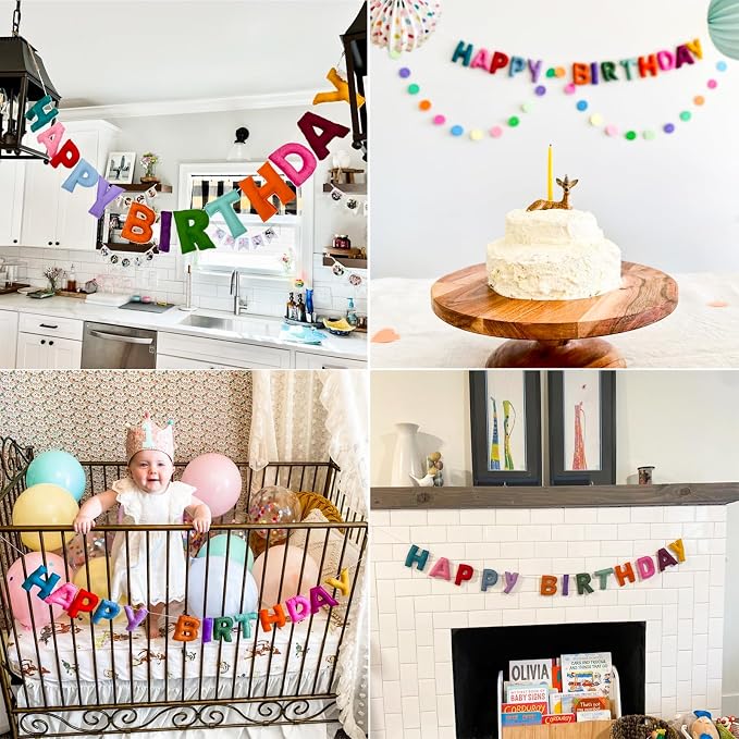 Pre-Strung Reusable 3D Happy Birthday Banner, Rainbow Birthday Decorations | - Image 5