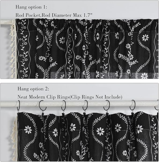 Schweek Black Boho Curtain Tassel 96 Inches Length 2 Panels - Image 6