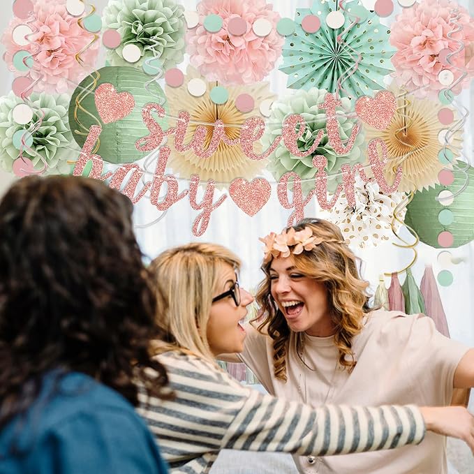 Sage Green and Blush Pink Baby Shower Decorations - Image 6