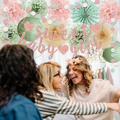Sage Green and Blush Pink Baby Shower Decorations - Image 6