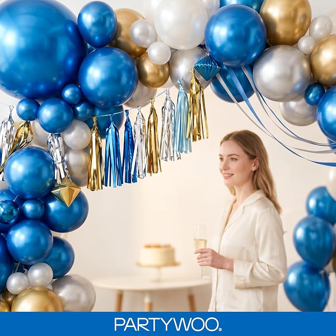 PartyWoo Metallic Blue Balloons 100pcs Chrome Blue Color 36 18 12 10 5 Inch | - Image 9