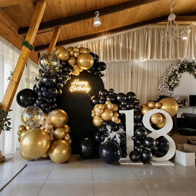 Lukiituke Black and Gold Balloon Arch Kit, Graduation, New Years Decorations - Image 6