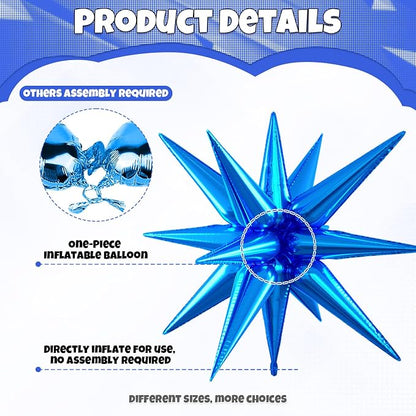 Red Blue Star Balloons, 22/27 Inch Blue And Red Star Shaped Balloons, Aluminum - Image 3