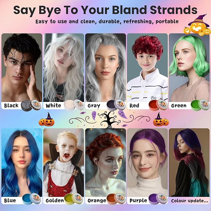 Temporary Black Hair Color Wax for Kids, Washable Colored Hair Styling Mud, Women Men Style Dye for Girls Boys Teens, Instant Hair Coloring Gel Cream for DIY Cosplay Halloween Children's Day