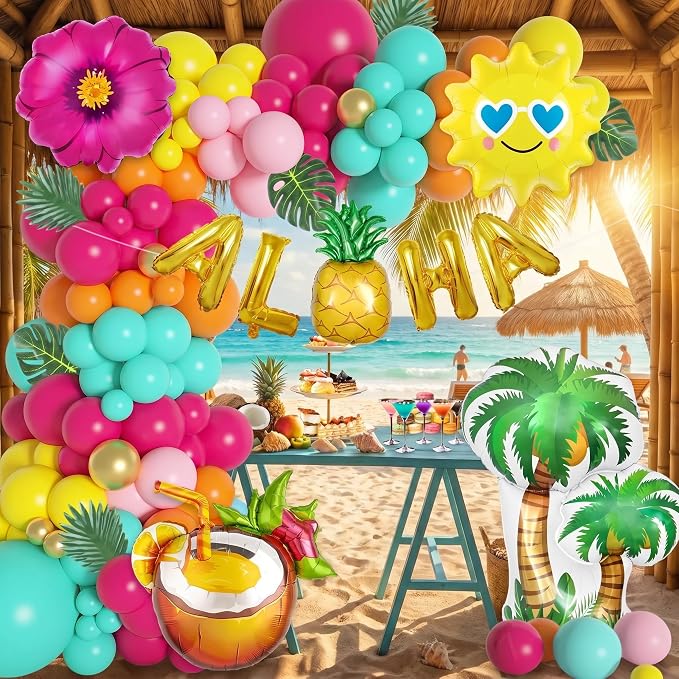 189Pcs Tropical Balloons Arch Garland Kit, Summer Party Decor | Hawaiian Party - Image 5
