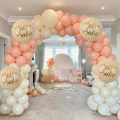 18" Hello Baby Foil Balloons for Welcome Baby Party Decorations, Peach Beige - Image 6