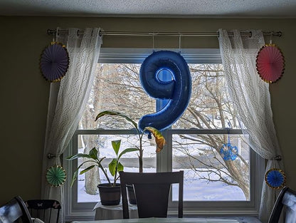 9 Balloon Numbers Birthday Decorations, 40In Navy Blue Balloons - Image 2