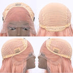 Long Rose Golden Synthetic Lace Front Wig Heat Resistant Body Wave Lace Front Wavy Wigs Free Part Natural Hair Wig for Women 24 Inch Fashion Glueless (24 Inch)