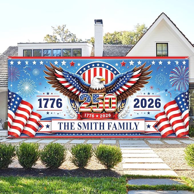 Personalized 250 Years of Freedom USA Banner 1776-2026, Patriotic American - Image 3