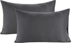 Lane Linen 100% Organic Cotton Pillow Cases Queen Size Set of 2 (20"x30") - Cotton Pillowcases Queen Size - Soft Black Pillow Cases Set of 2 - Queen Pillowcase Pack of 2 - Charcoal