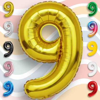 Gold Number Balloon 9 Mylar Foil Balloons 16 inch - Image 6
