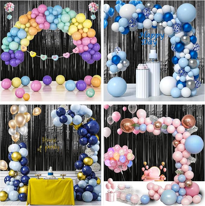 TenLaitech 3 Pack 3.3 x 9.9 ft Black Foil Fringe Backdrop Curtain, Streamer - Image 5