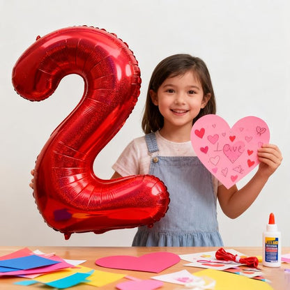 Jonhamwelbor 40 Inch Laser Red Number 2 Balloon Foil Mylar Giant Balloon - Image 5