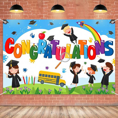 Congratulations Backdrop Banner, 6x4ft Class of 2026 Kindergarten | Grade Theme by Unknown