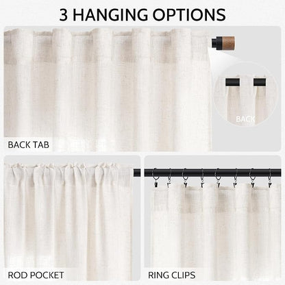 Semi Sheer Linen Curtains 120 Inches - Image 2