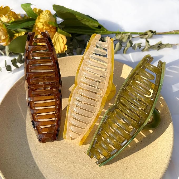 Big Butterfly Hair Claw Clips - 5.1" Acetate Jelly Clips for Women, Larger Size Hair Accessories for Long Thick Hair, 3 Pcs