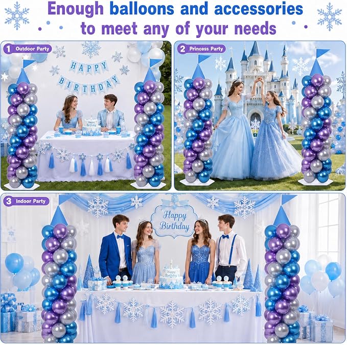 2 Sets Blue Princess Castle Balloon Column Stand Kit - Image 7