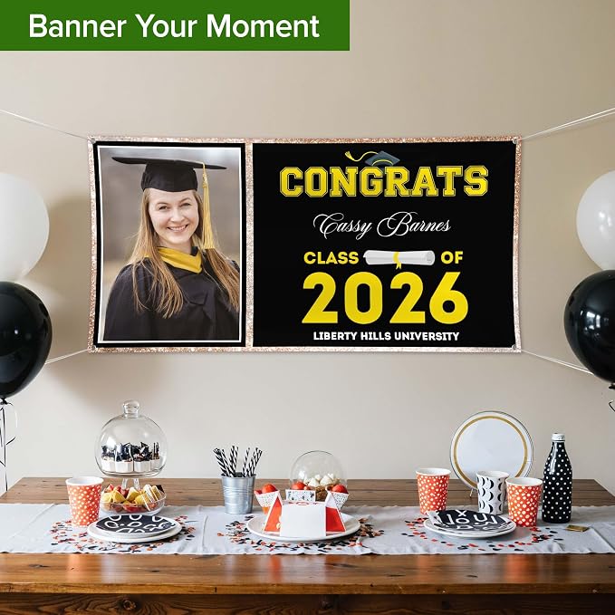 Graduation Banner, Personalized Graduation Class of 2026 Backdrop Decorations - Image 3