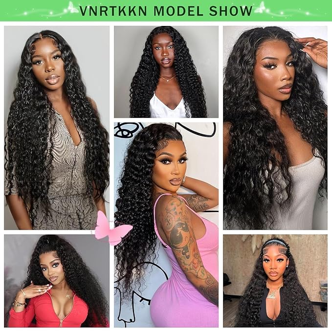 36 Inch HD Lace Front Wigs Human Hair Deep Wave Wig 200 Density 13x6 Human Hair Lace Front Wigs for Women Pre Plucked Curly Lace Frontal Wig Glueless Deep Wave Lace Front Wigs with Baby Hair