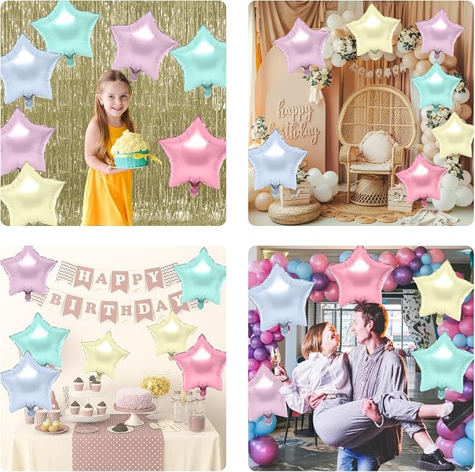 Biapian Pastel Star Foil Balloons, 18 Inch Multicolor Stars Balloons - Image 7
