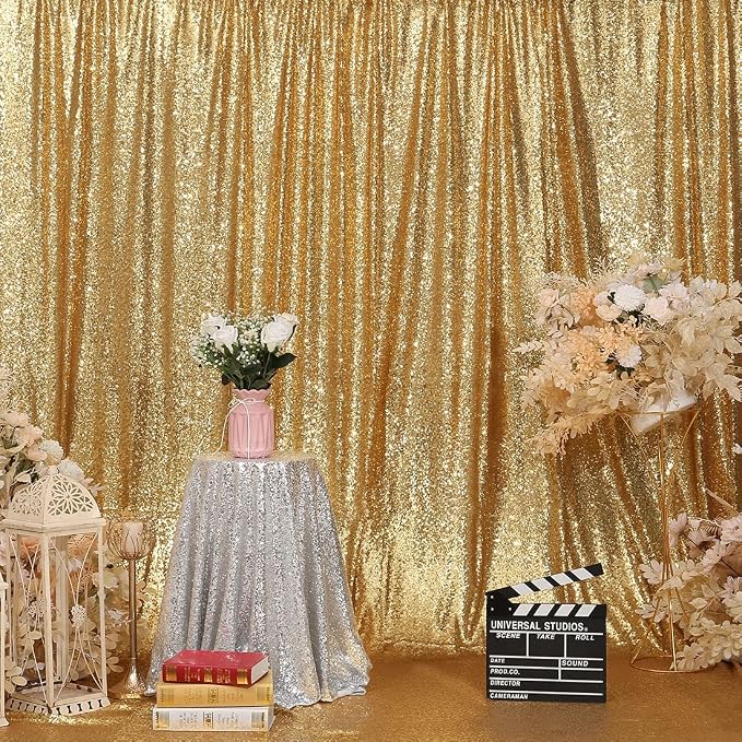 Poise3EHome Gold Sequin Backdrop, 20Ft x 10Ft Glitter Photography Background - Image 2