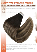 Sunny Hair Tape in Hair Extensions Human Hair, 18 Inch 40Pcs Remy Tape in Extensions Black Balayage Brown Ombre Ash Blonde Hair Extensions Tape in 100g