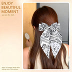 2Pcs Bow Claw Clips Boho Bandana Hair Bow Butterfly Styling Large Hair Clips for Women Large Claw Clips for Thick Hair (White)