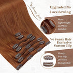 Ve Sunny Human Hair Clip in Extensions Double Weft Ginger Copper Clip on Hair Extensions for Women Short Hair Extensions Real Human Hair 7pcs 14 inch 100g