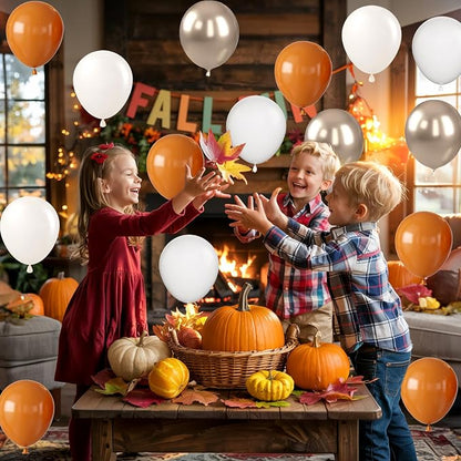 Orange Gold Balloons, 12 Inch Burnt Orange White Balloons - Image 7