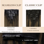 GOO GOO Clip in Hair Extensions Real Human Hair, Remy Human Hair Extensions Clip ins for Women, Natural Human Hair, 14inch 110g 7Pcs, 2/6/2 Balayage Dark Brown to Chestnut Brown