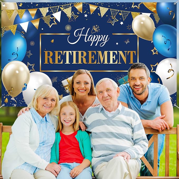 Blulu Retirement Party Decorations, Extra Large Fabric Retire Sign Banner Photo - Image 3