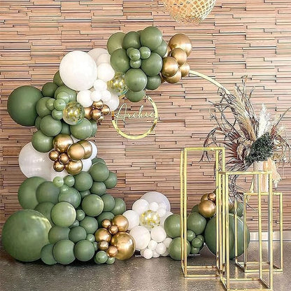 CANREVEL 125pcs Sage Green Balloon Garland Arch Kit White Gold Confetti - Image 3