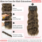 KooKaStyle Clip in Synthetic Hair Extensions Long Wavy 4PCS Thick Hairpieces Balayage Chocolate Brown to Caramel Blonde 10H26 Fiber Double Weft Natural Hair Extensions 24 Inch for Women