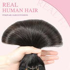 PINKPEARL Clip in Hair Extensions Real Human Hair #1B/4/27 Balayage Natural Black to Chocolate Brown and Caramel Blonde Clip in Hair 7pcs 120g 18inch Human Hair Extensios Clip ins(#1B/4/27-18)