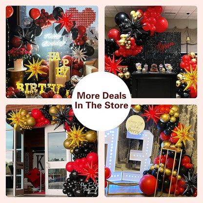 LOOLEY 137Pcs Red Black Gold Balloons Garland Arch Kit - Image 2