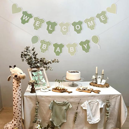 Green Gingham Baby Shower Banner - Image 5