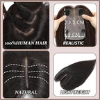 Hair Toppers for Women Real Human Hair, 360° 3D Human with Thinning Upgrade Middle Part Clip in Bangs Topper Hair Pieces for Women Daily(Medium Dark Brown, 18 Inch-3D-Side)